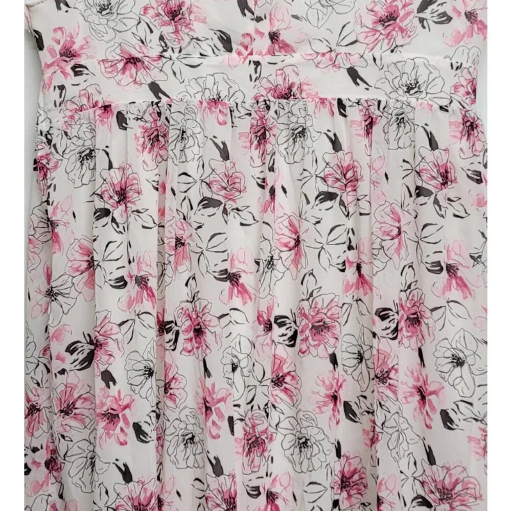 Torrid White Floral Chiffon Square Neck Skater Dress 20 - Picture 4 of 10